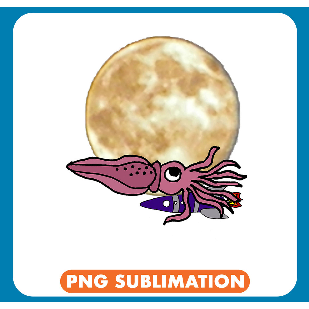 Astronauts Smileteesanim Funny Purple Squid and Space ship and Moon .jpg