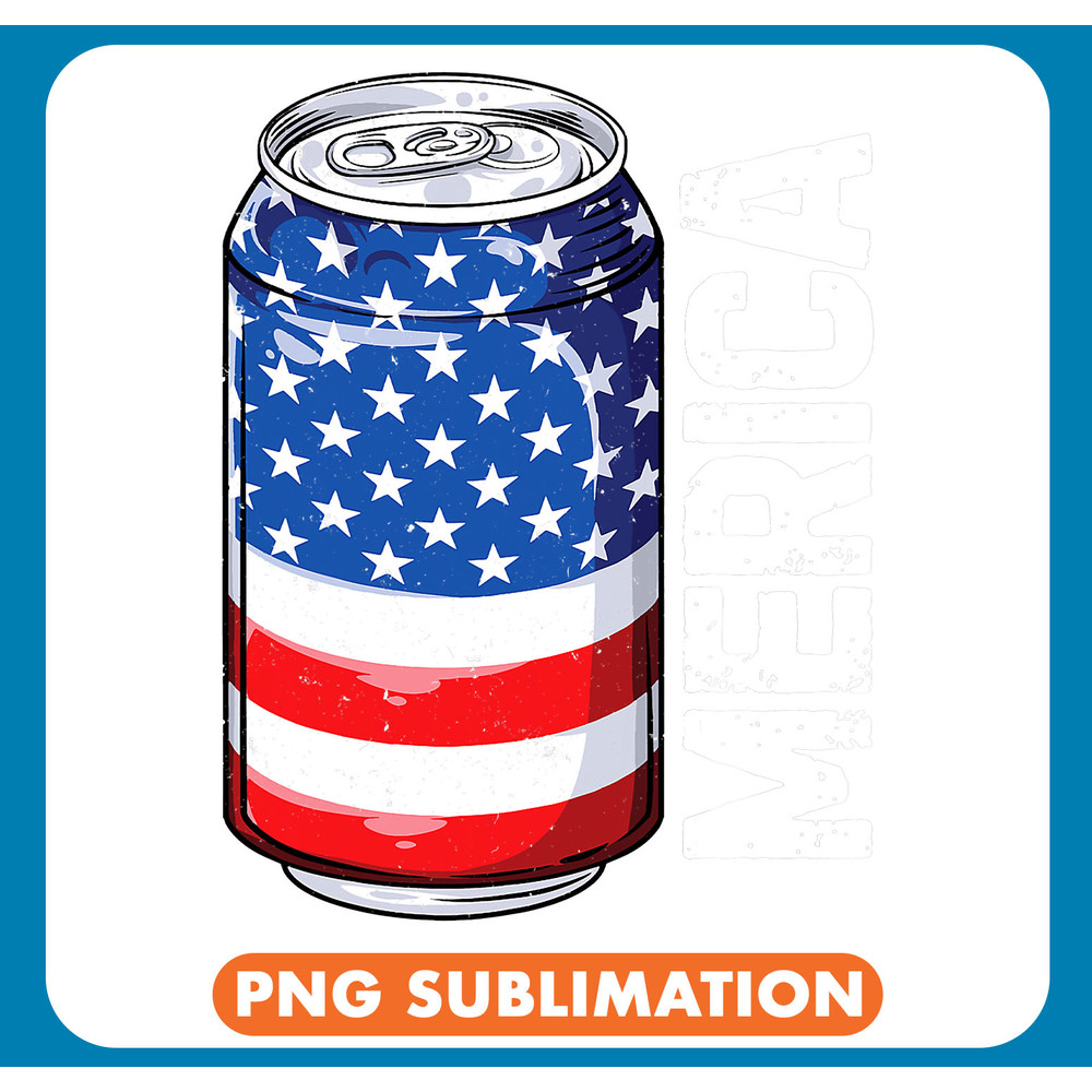Beer Merica 4th of July American Flag Men Women Drinking Can .jpg