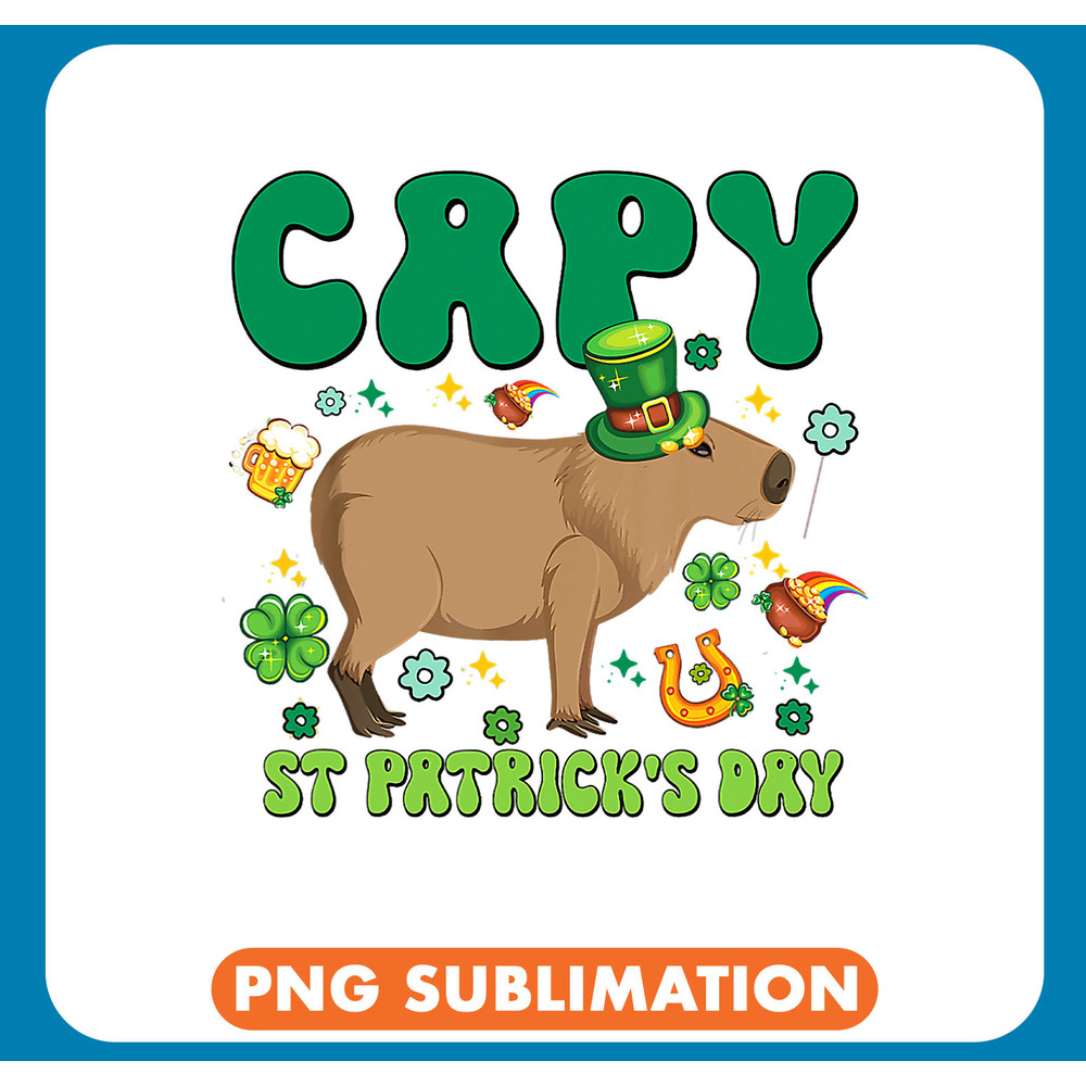Capybara Lover Capy St Patricks Day Funny Capybara Shamrock Lucky Kids .jpg
