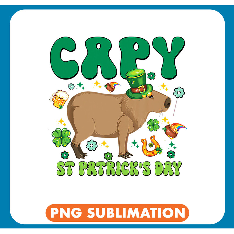 Capybara Lover Capy St Patricks Day Funny Capybara Shamrock Lucky Kids .jpg