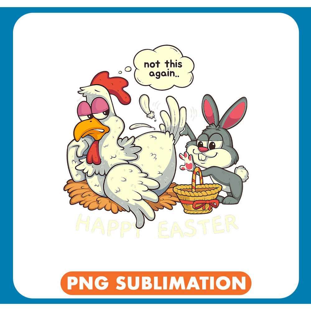 Chicken Poultry Funny Easter Bunny Collecting Easter Egg from Hen Easter .jpg