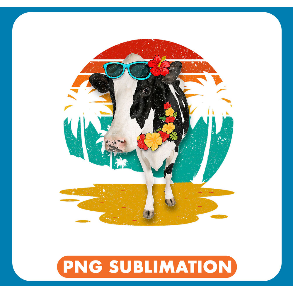 Cow Lover Vintage Cow Wearing Sunglasses Hawaii Summer Men Women .jpg