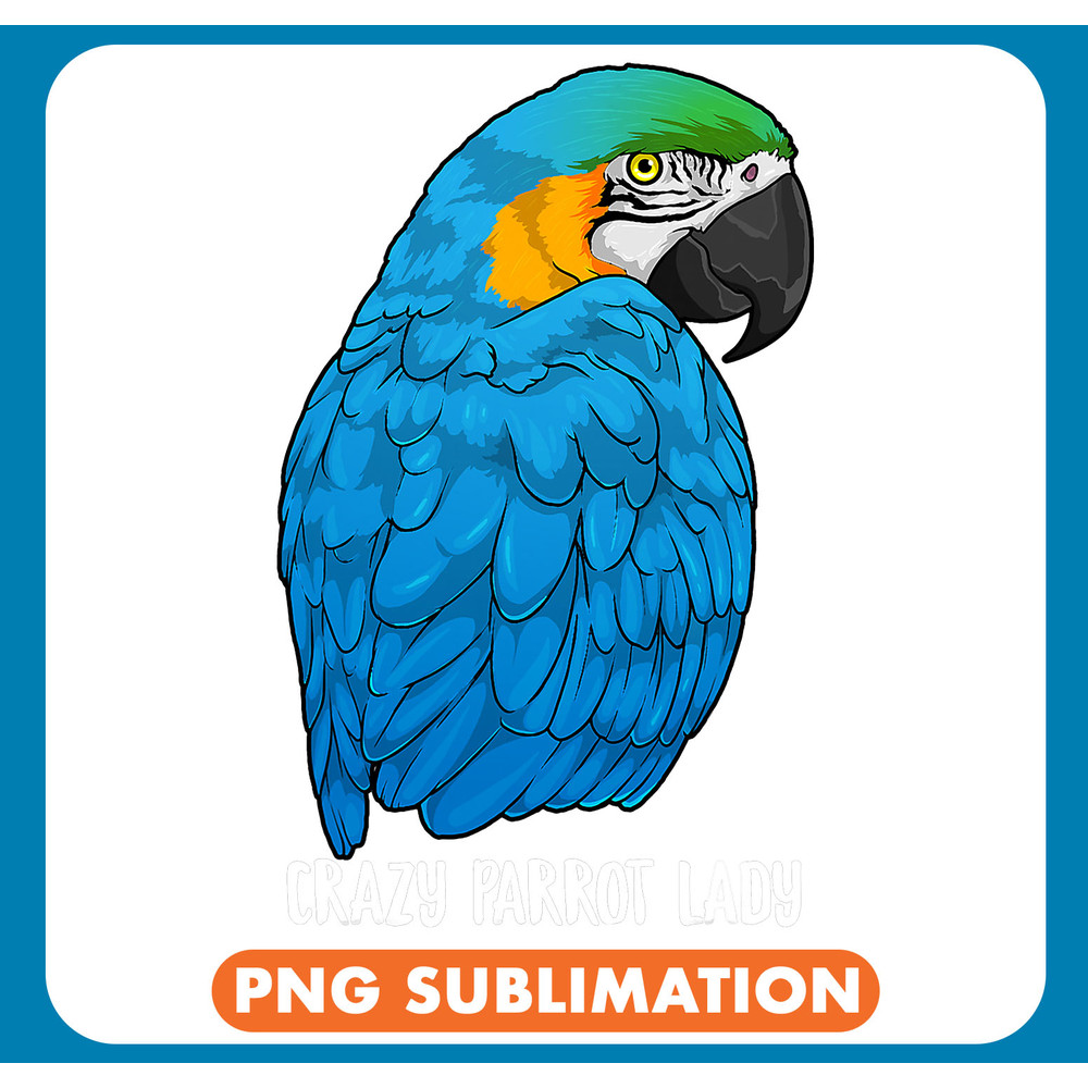Crazy Parrot Lady Blue and Yellow Macaw Parrot Ara Ararauna .jpg