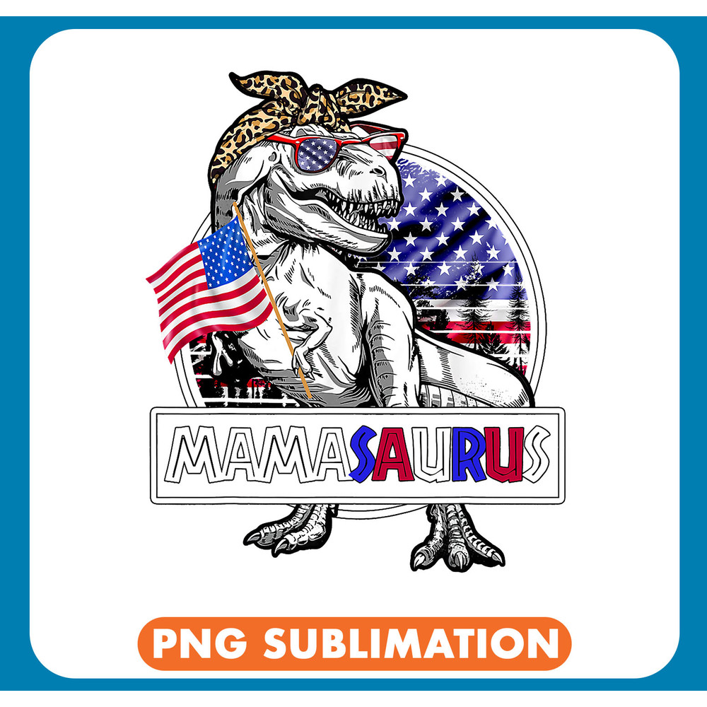 Dinosaur Dino 4th Of July American US Flag T Rex Dinosaur Mamasaurus Women .jpg