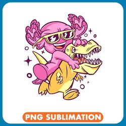 dinosaur dino axolotl lover baby axolotl riding kids fun dinosaur axolotls png