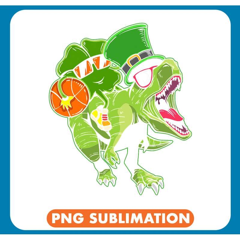 Dinosaur Dino Basketball St Patricks Day Basketball Boys Kids Lucky Leaf Dinosaur .jpg