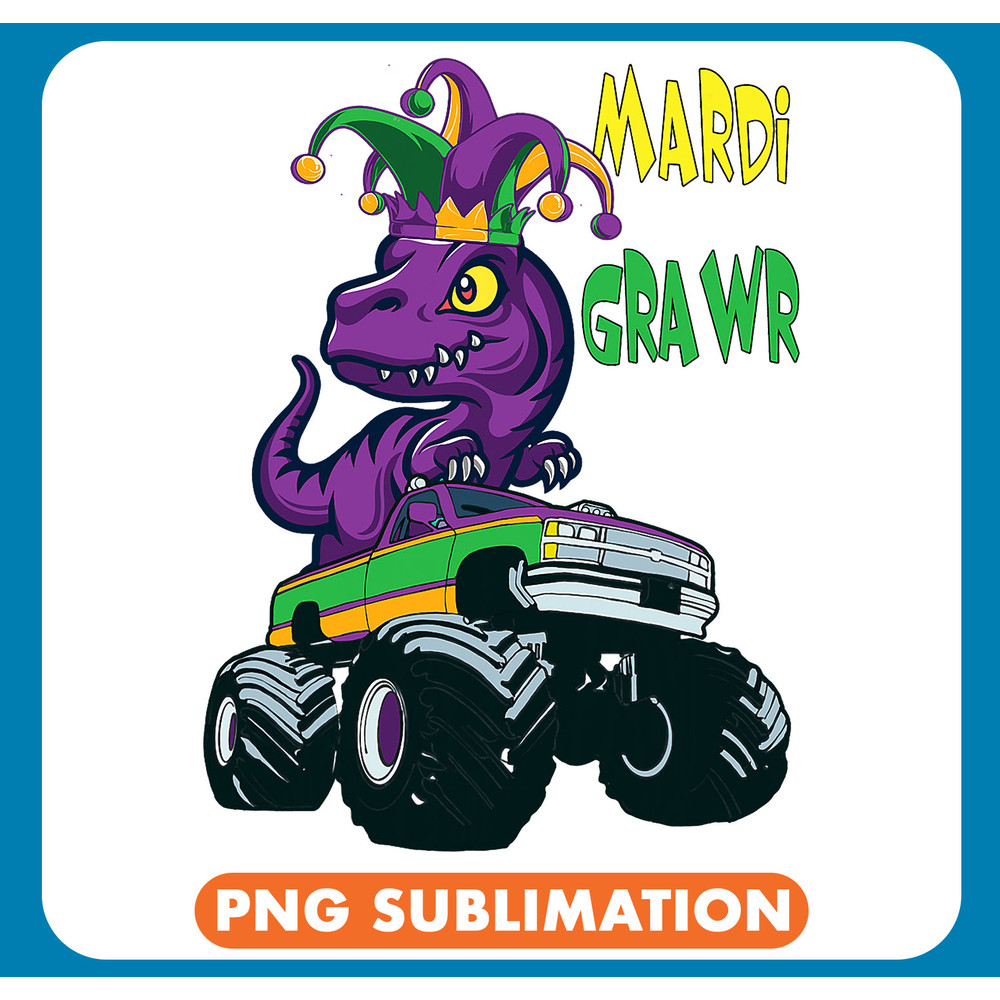 Dinosaur Dino Dino Mardi Gras Funny T Rex Dinosaur Monster Truck Mardi Grawr .jpg