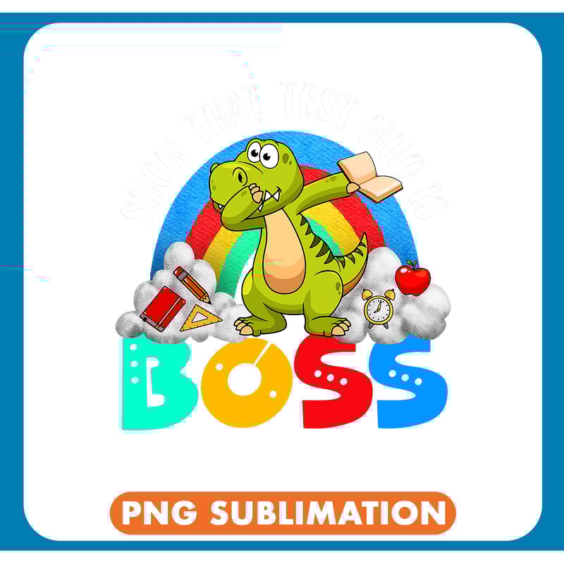 Dinosaur Dino Dino Reading Show That Test Who Is Boss Dabbing TRex With Books Test Day .jpg