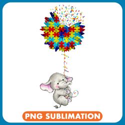 elephants lover autistic faith elephant hold puzzle pieces sunflower autism awareness png