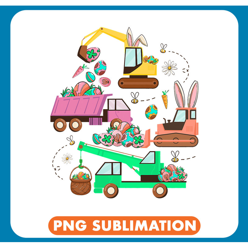 Excavator Ex Crane Truck Construction Excavator Tractor Bunny Easter .jpg