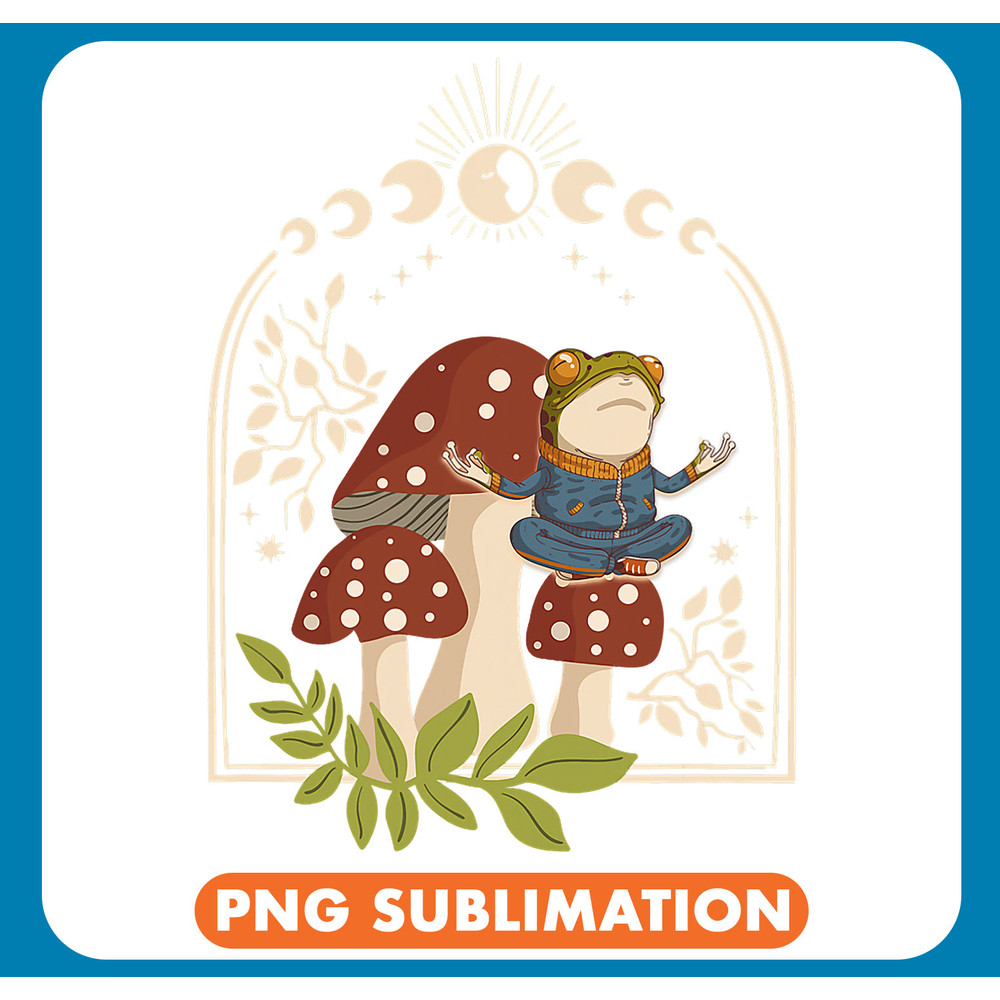 Frog Gift Cottagecore Aesthetic Frog Mushroom Celestial Moon Phase Zen .jpg