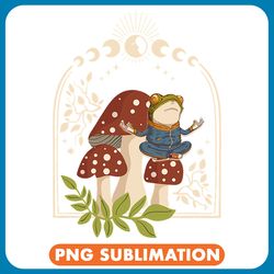 frog gift cottagecore aesthetic frog mushroom celestial moon phase zen png