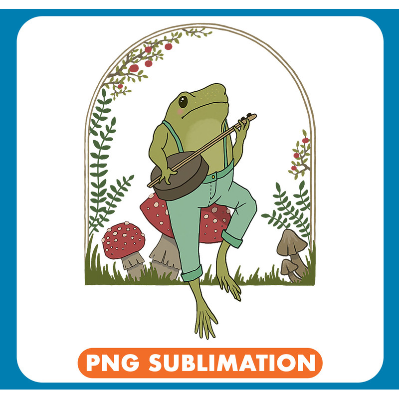 Frog Gift Cottagecore Aesthetic Frog Playing Banjo on Mushroom Cute 70 .jpg