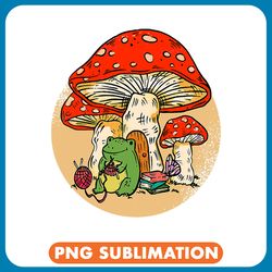 frog gift cute cottagecore aesthetic frog mushroom png