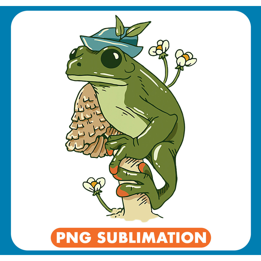 Frog Gift with an cool vintage Hat sitting on a Mushroom .jpg