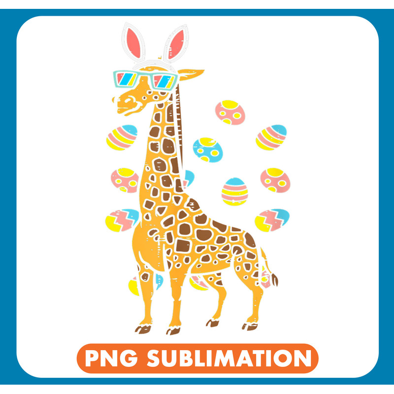 Giraffe Lover Bunny Ears Glasses Eggs Cute Easter Day Animal Girls .jpg