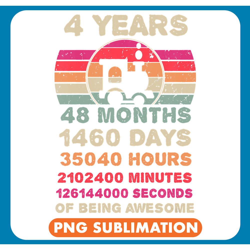 Kids 4 Year Old Train Birthday Fourth 4th Birthday Boy Girl .jpg