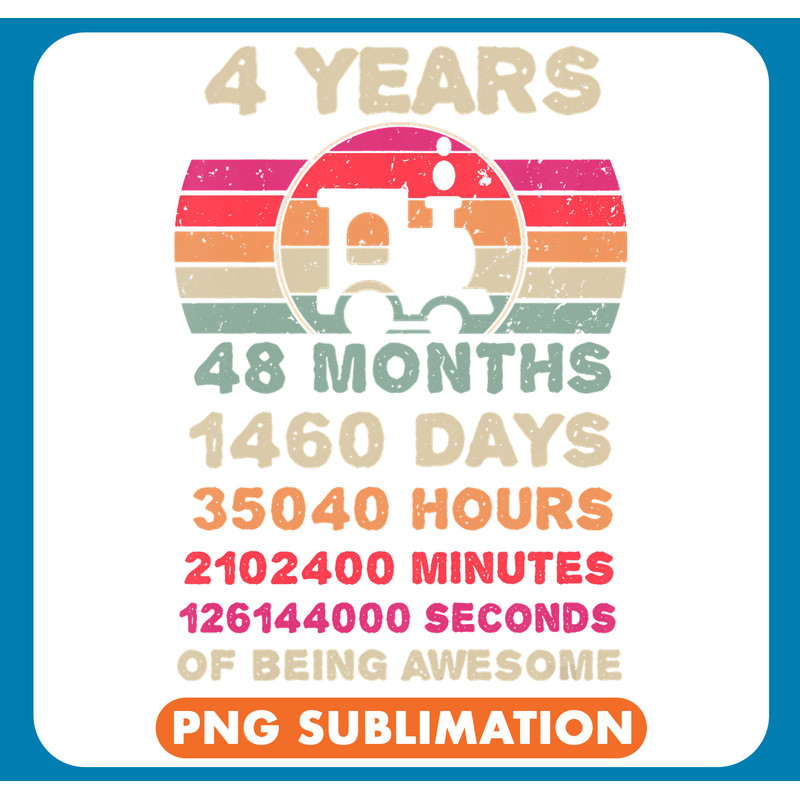 Kids 4 Year Old Train Birthday Fourth 4th Birthday Boy Girl .jpg