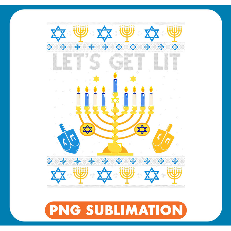 Lets Get Lit Funny Festive Hanukkah Menorah Gifts Men Women .jpg