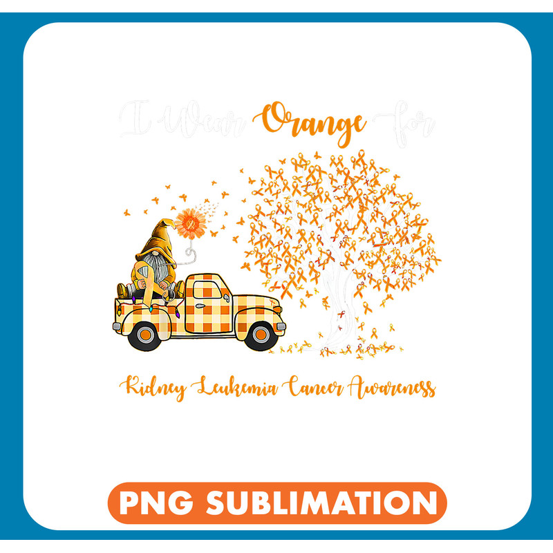 Leukemia Survivor Kidney Leukemia Cancer Awareness We Wear Orange Gnome Tree .jpg