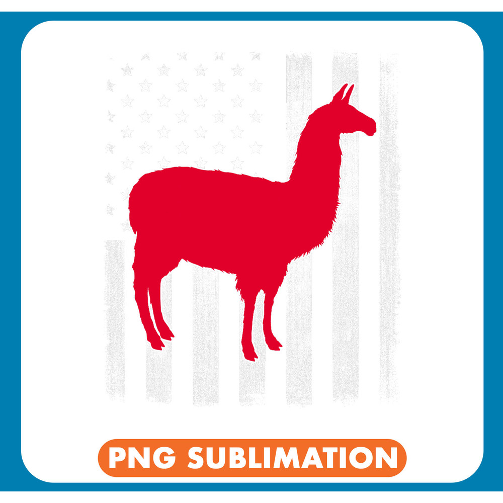 Llama Lover National US Flag American Wild Animal Vintage Llama Retro .jpg