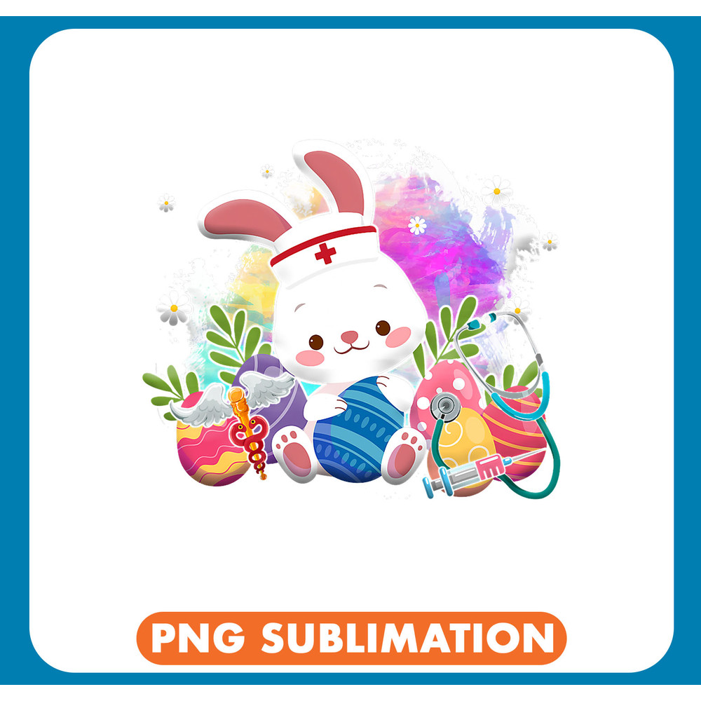 Nursing Easter Bunny With Stethoscope And Easter Eggs Nurse Easter .jpg