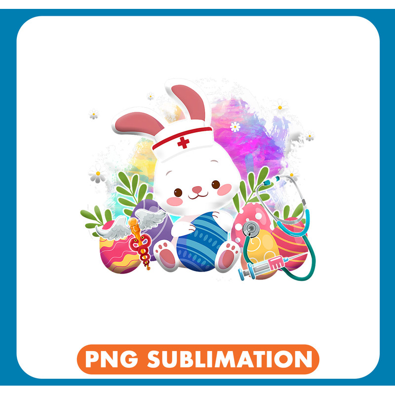 Nursing Easter Bunny With Stethoscope And Easter Eggs Nurse Easter .jpg