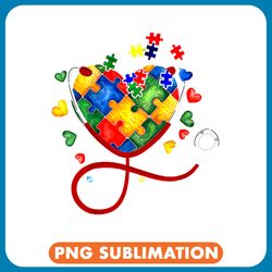 nursing heart puzzle stethoscope er rn cna nurse autism awareness png