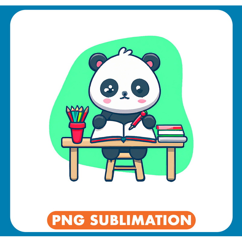 Pandas Kawaii Chibi Panda Doing Homework Cute Little Panda .jpg