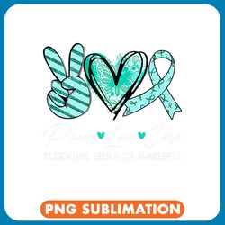 peace love cure teal ribbon trigeminal neuralgia awareness png
