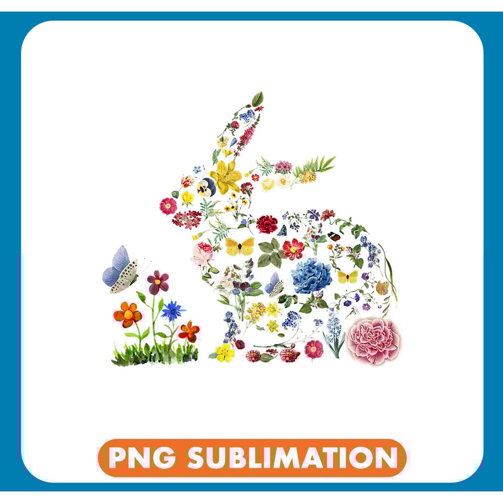 Rabbits Bunny Rabbit Flower Easter Spring Floral Women Girls Kids .jpg