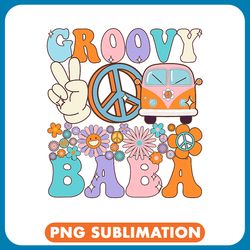 retro groovy baba to the groovy birthday party matching png