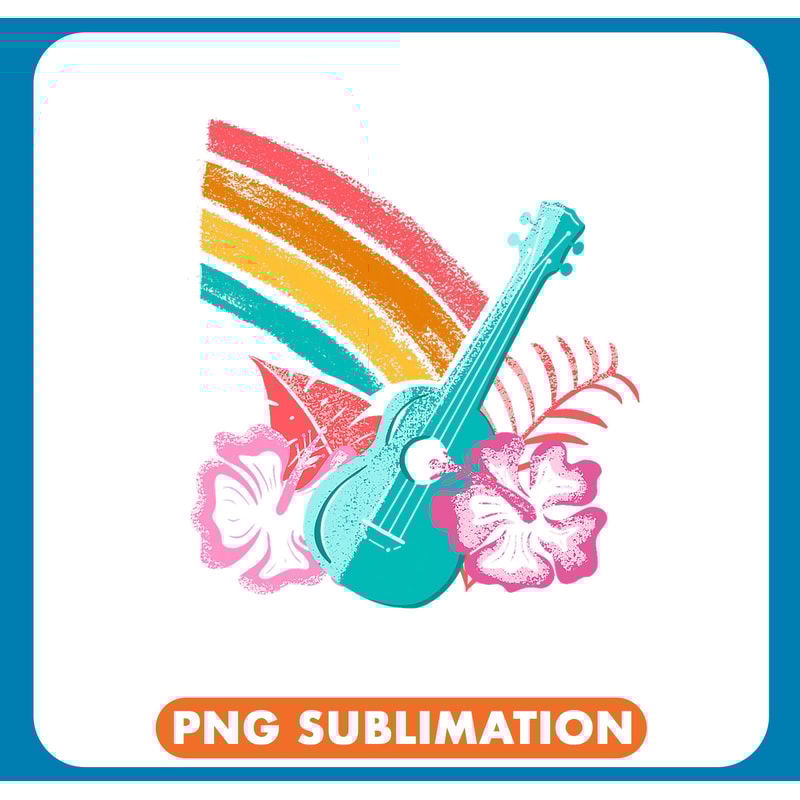 Ukulele Lover Tropical Ukulele Rainbow Hibiscus Flowers Hawaiian Island Pa .jpg