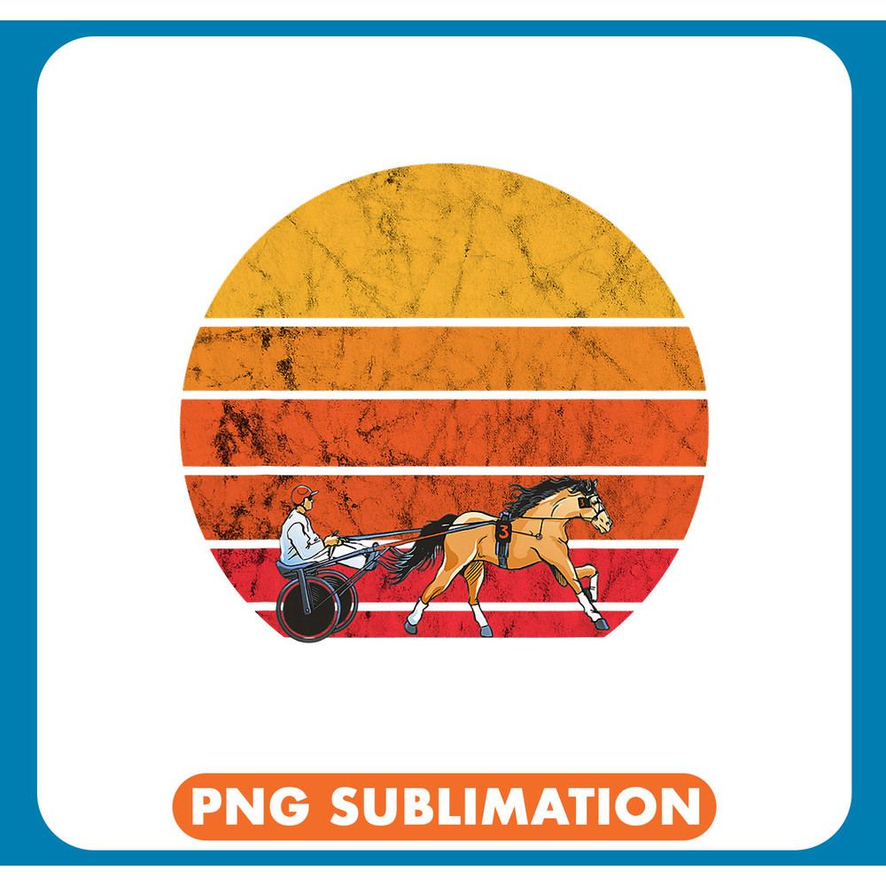 Vintage Retro Sunset Harness Racing Horse Racer Trotting .jpg