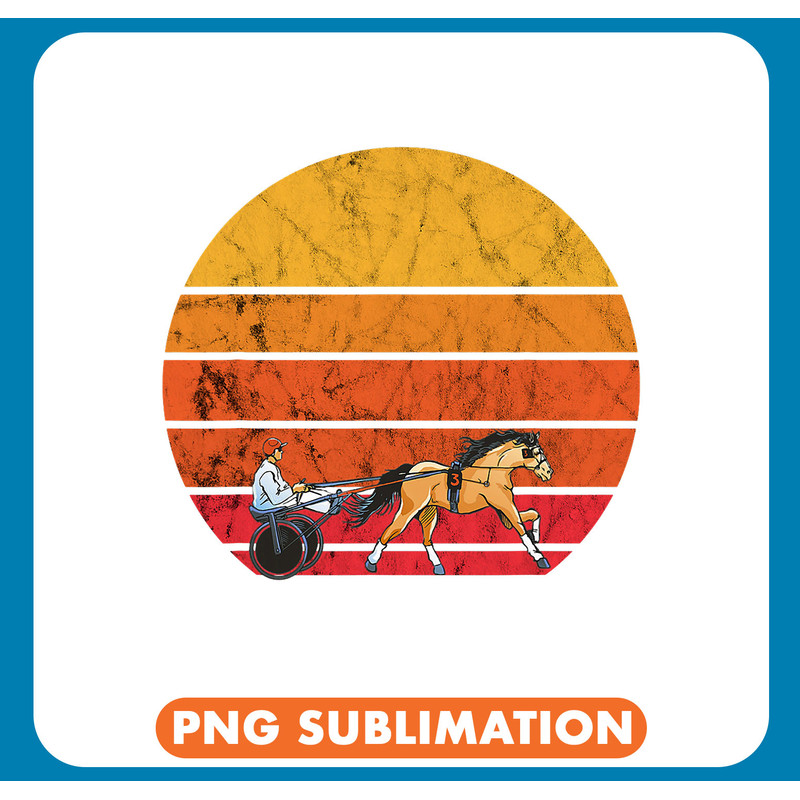 Vintage Retro Sunset Harness Racing Horse Racer Trotting .jpg