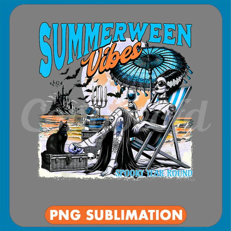 Bride Of Frankenstein Summerween Vibes Spooky Year Round Png 0