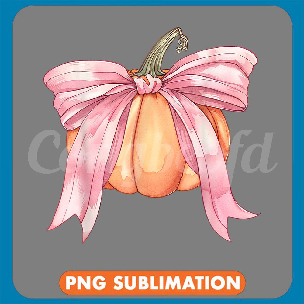 Coquette Autumn Pumpkin Pink Bow Girly Halloween Fall Women Png 0