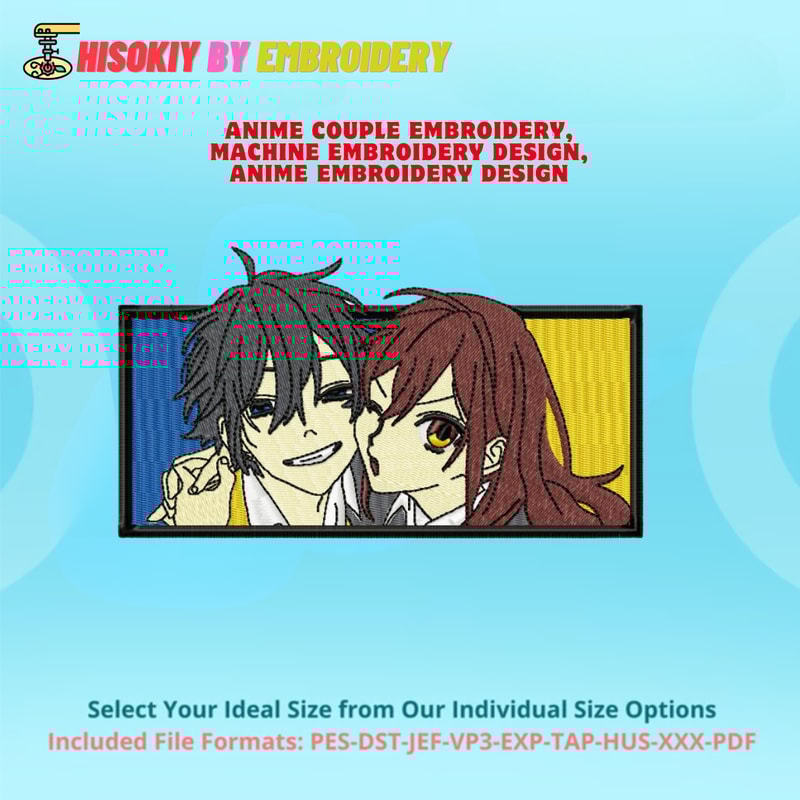 Anime Couple Embroidery, Machine Embroidery Design, Anime Embroidery Design.png