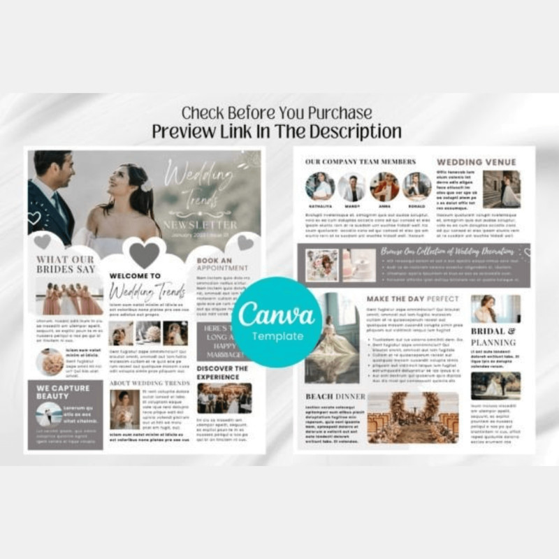 Canva Newsletter Template For Weddings Wedding Gift Anniversary Gift Canva Template For Wedding 1