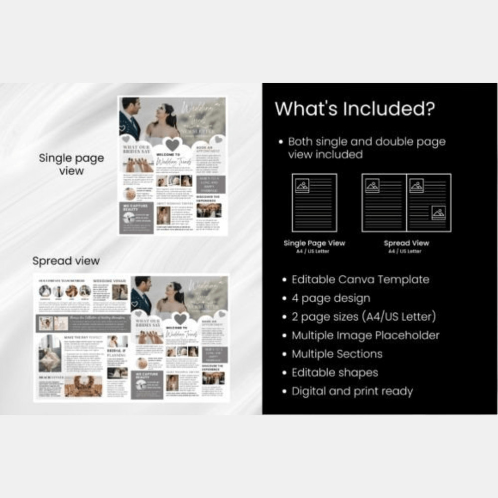 Canva Newsletter Template For Weddings Wedding Gift Anniversary Gift Canva Template For Wedding 4