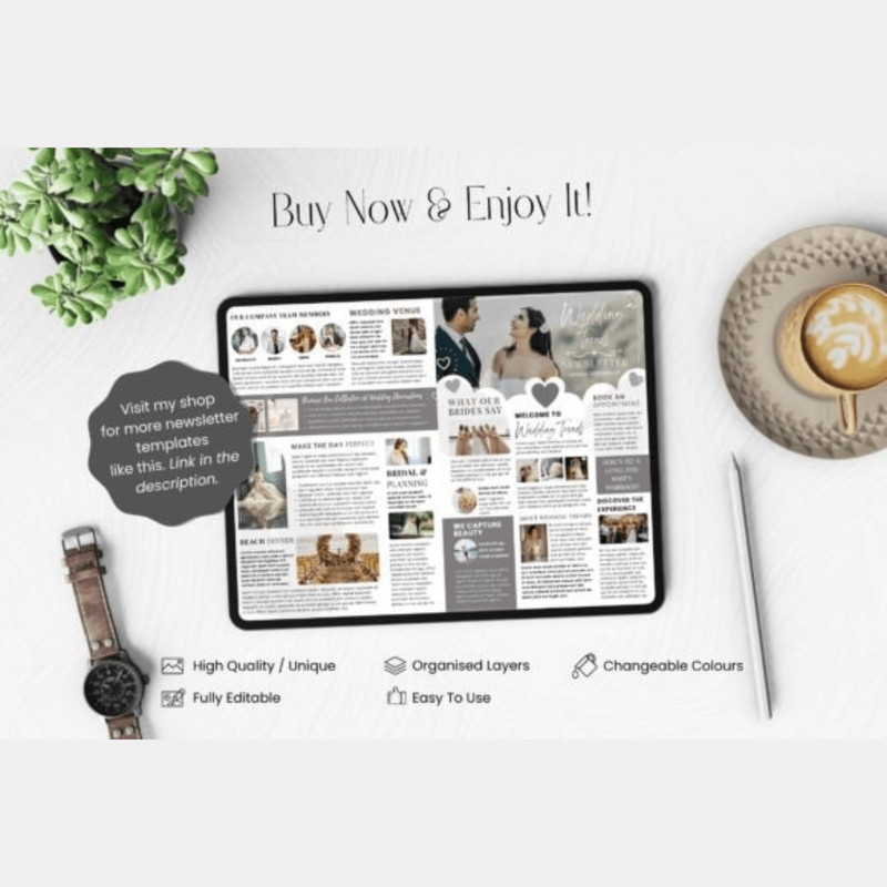 Canva Newsletter Template For Weddings Wedding Gift Anniversary Gift Canva Template For Wedding 8