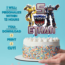 transformers digital cake topper, printable cake topper, personalized digital birthday cake topper superhero party