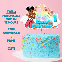 gracie's corner digital cake topper, printable cake topper, personalized digital birthday cake topper gracie party