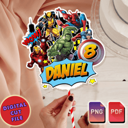 avengers digital cake topper, printable cake topper, personalized digital birthday cake topper for superheroes party