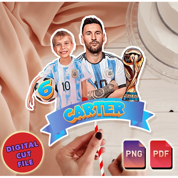 Messi Printable cake topper WITH PHOTO, Messi Soccer Digital Inspire