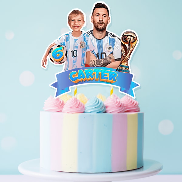 Messi Printable cake topper WITH PHOTO, Messi Soccer Digital Inspire