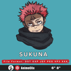 sukuna anime embroidery anime design jujutsu kaisen anime embroidery file instant download