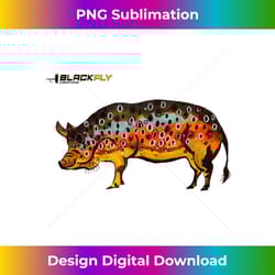 funny fly fishing pig hog with brown trout skin tenkara - classic sublimation png file - customize with flair