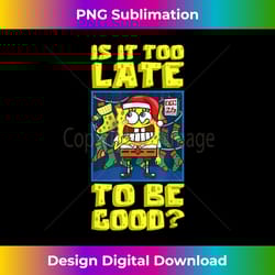 mademark x spongebob squarepants - spongebob christmas is it too late to be good santa sock fun - futuristic png sublimation file - crafted for sublimation excellence