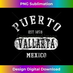 Retro Distressed Puerto Vallarta College Style Jersey Tank Top - Sleek Sublimation PNG Download - Animate Your Creative Concepts